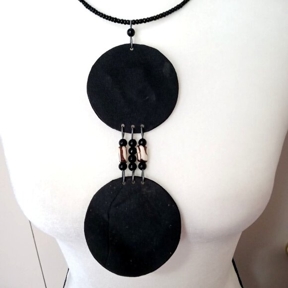 Vintage 80s Maasai Collar Necklace Leather Seed Beads Handmade - Picture 6 of 8